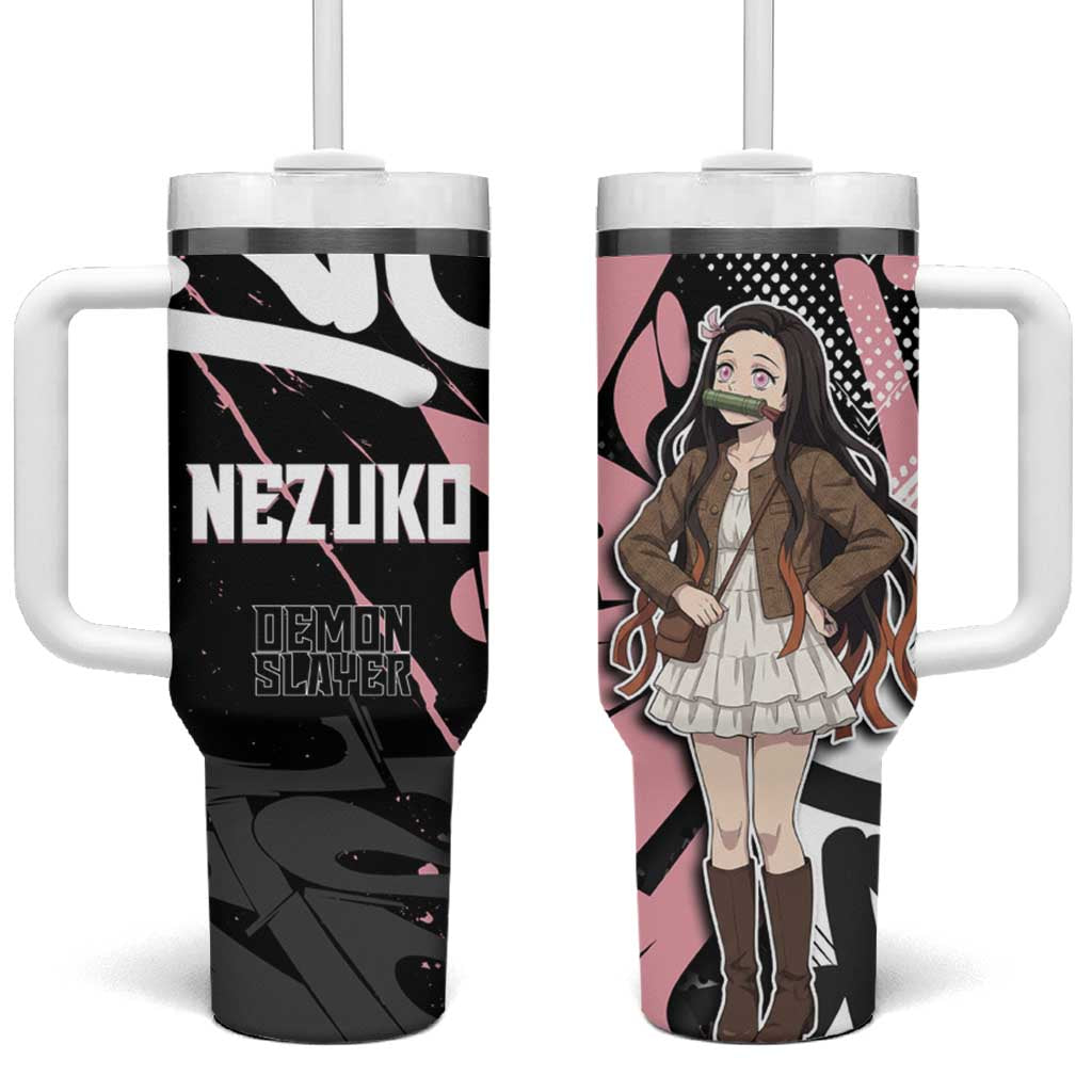 Kamado Nezuko Demon Slayer Tumbler With Handle Pink & Black Graffiti Anime Graphic
