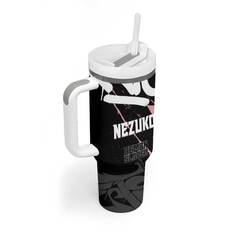 Kamado Nezuko Demon Slayer Tumbler With Handle Pink & Black Graffiti Anime Graphic