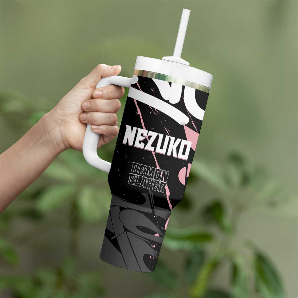 Kamado Nezuko Demon Slayer Tumbler With Handle Pink & Black Graffiti Anime Graphic