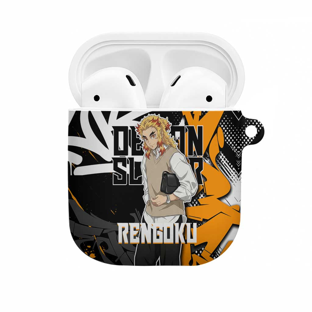 Kyojuro Rengoku Demon Slayer AirPods Case Orange & Black Graffiti Anime