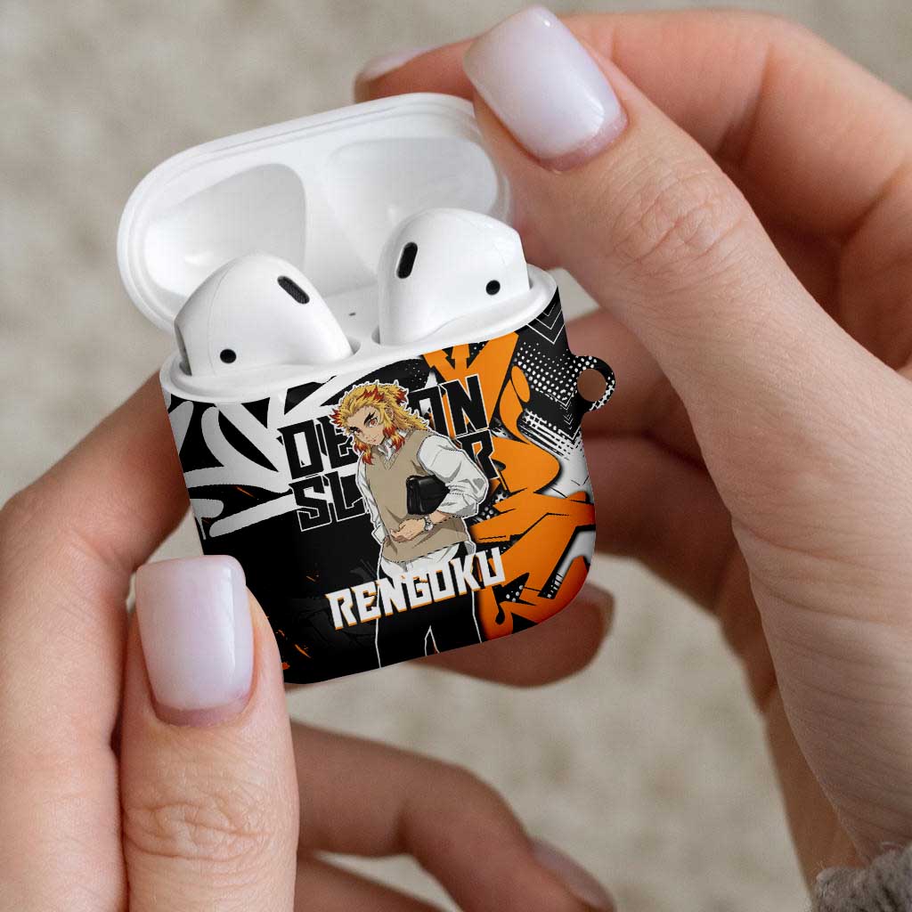 Kyojuro Rengoku Demon Slayer AirPods Case Orange & Black Graffiti Anime