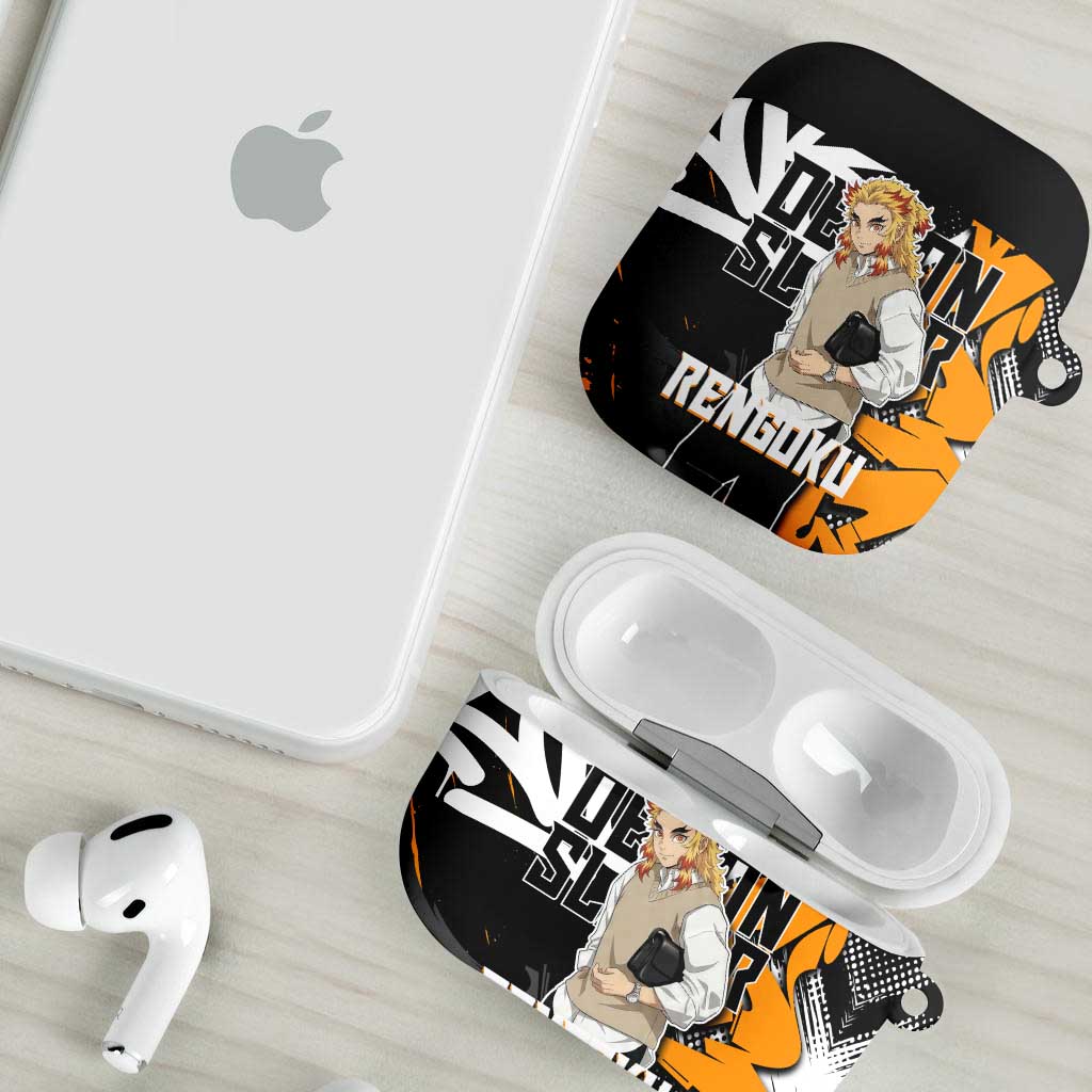 Kyojuro Rengoku Demon Slayer AirPods Case Orange & Black Graffiti Anime