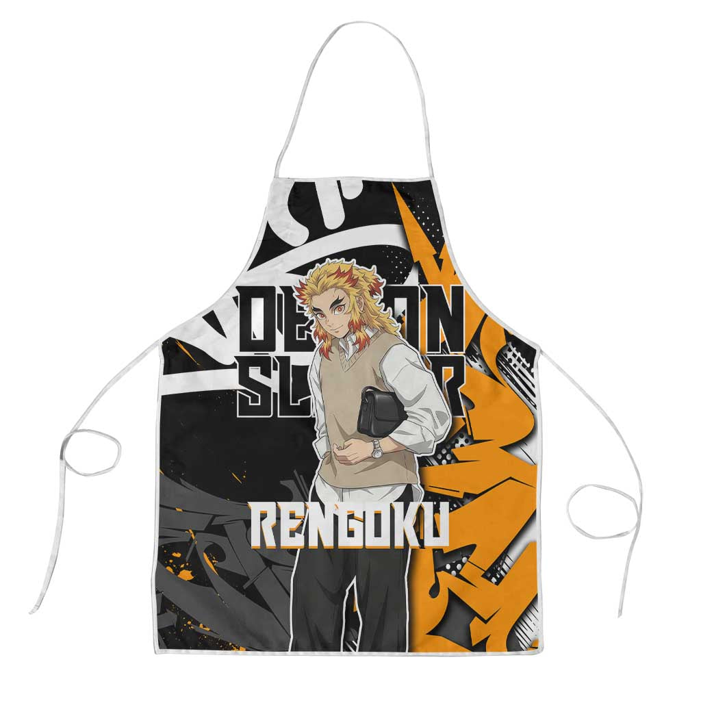 Kyojuro Rengoku Demon Slayer Apron Orange & Black Graffiti Anime
