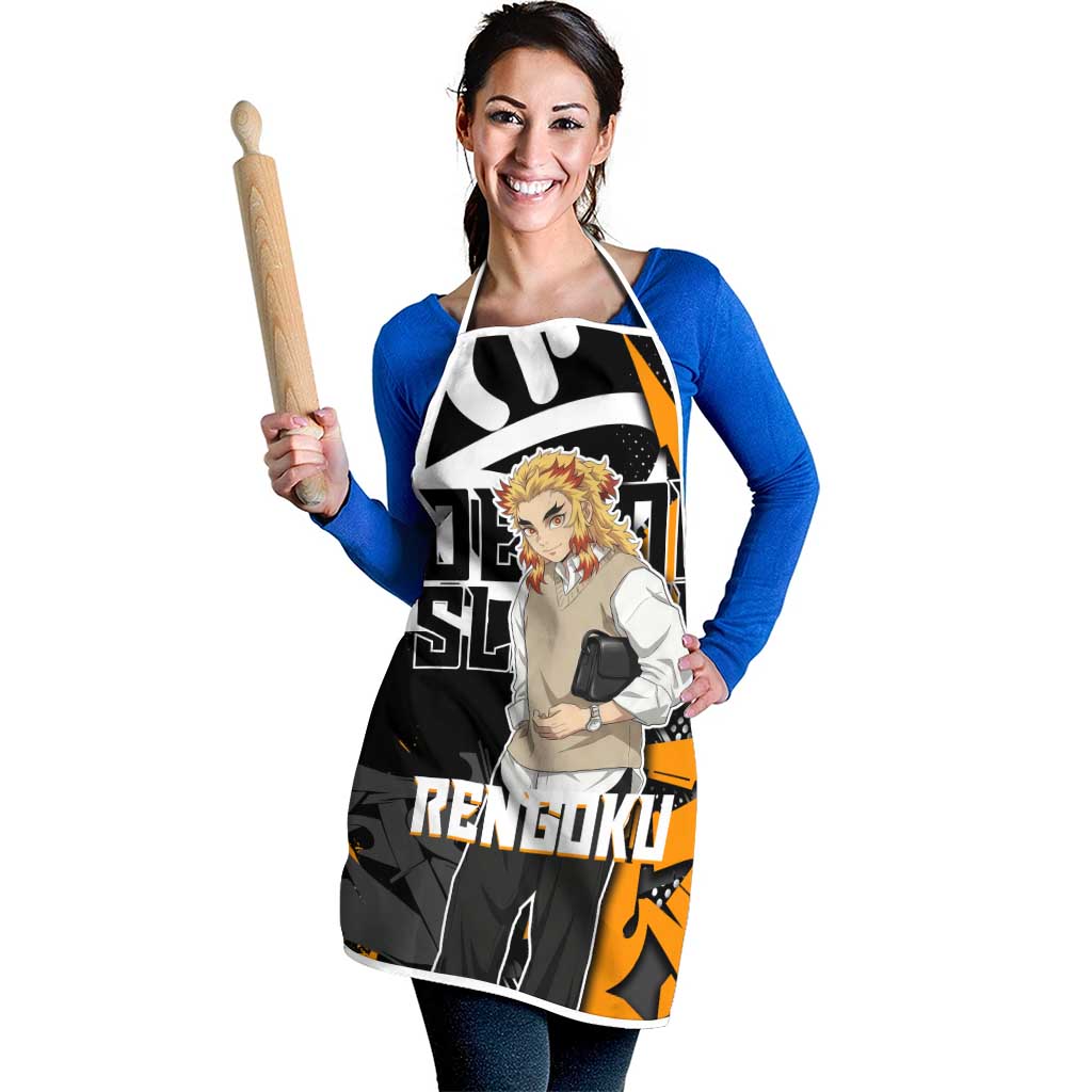 Kyojuro Rengoku Demon Slayer Apron Orange & Black Graffiti Anime