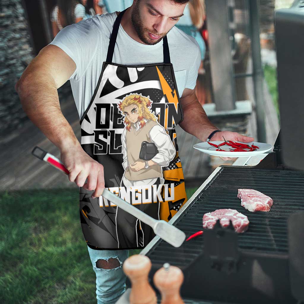 Kyojuro Rengoku Demon Slayer Apron Orange & Black Graffiti Anime