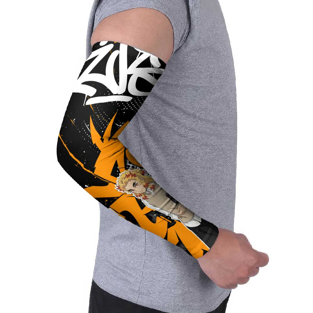 Kyojuro Rengoku Demon Slayer Arm Sleeves Orange & Black Graffiti Anime