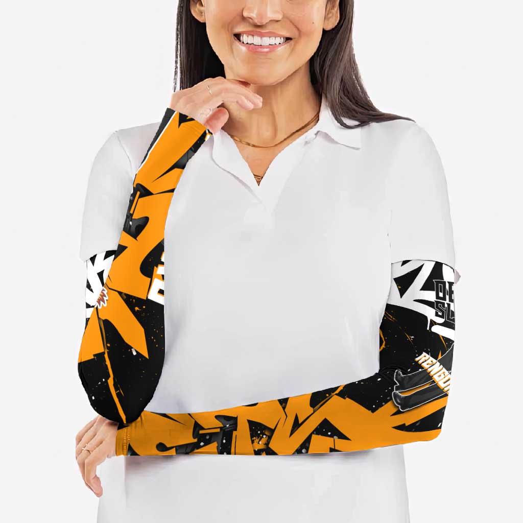 Kyojuro Rengoku Demon Slayer Arm Sleeves Orange & Black Graffiti Anime