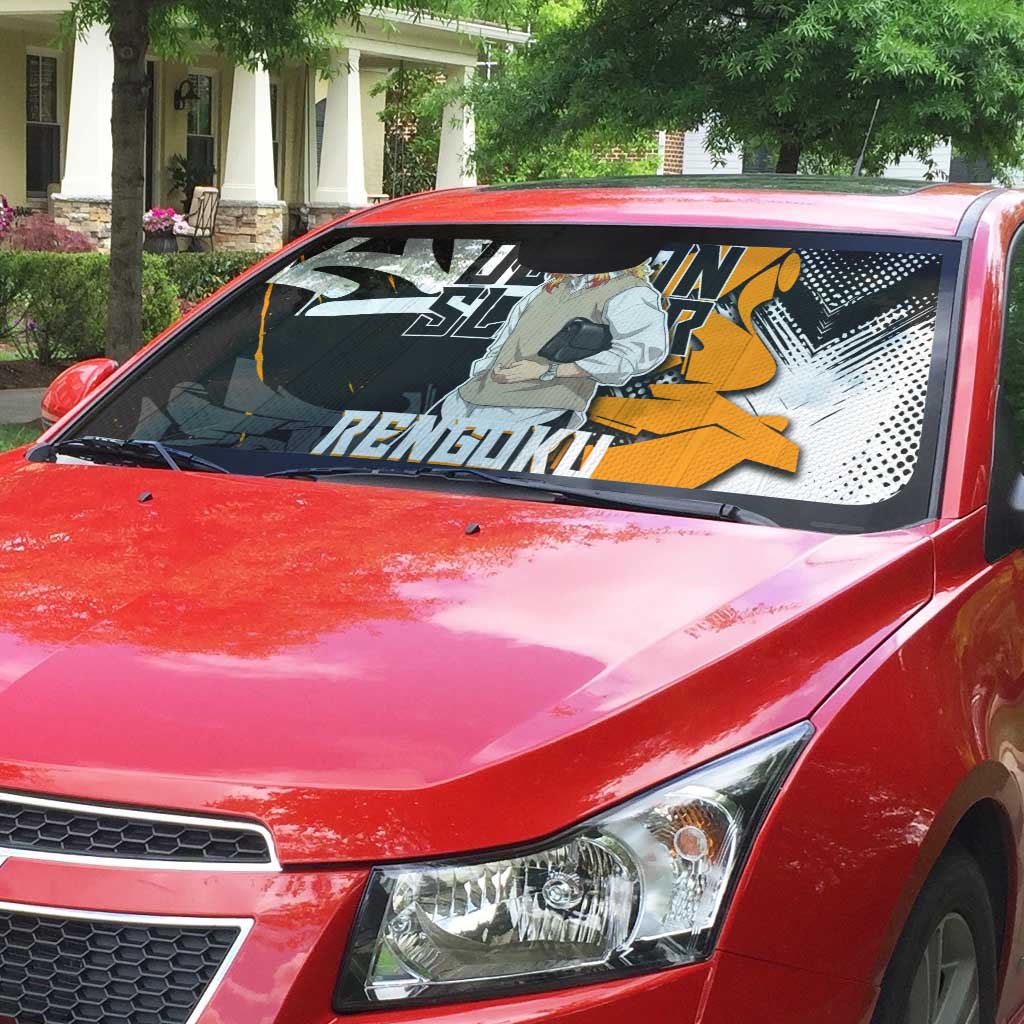Kyojuro Rengoku Demon Slayer Auto Sun Shade Orange & Black Graffiti Anime