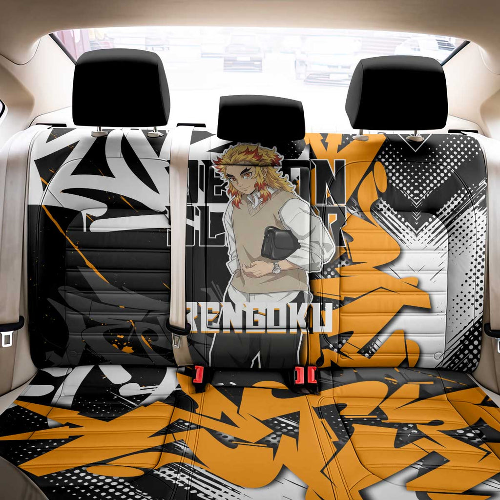 Kyojuro Rengoku Demon Slayer Back Car Seat Cover Orange & Black Graffiti Anime