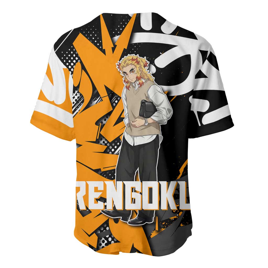 Kyojuro Rengoku Demon Slayer Baseball Jersey Orange & Black Graffiti Anime