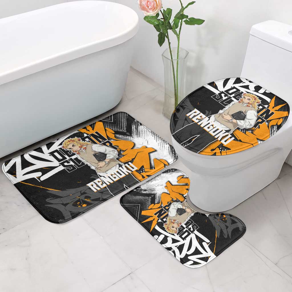 Kyojuro Rengoku Demon Slayer Bathroom Set Orange & Black Graffiti Anime
