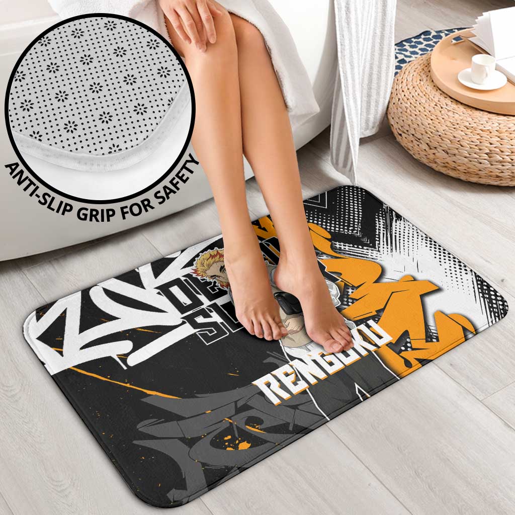 Kyojuro Rengoku Demon Slayer Bathroom Set Orange & Black Graffiti Anime