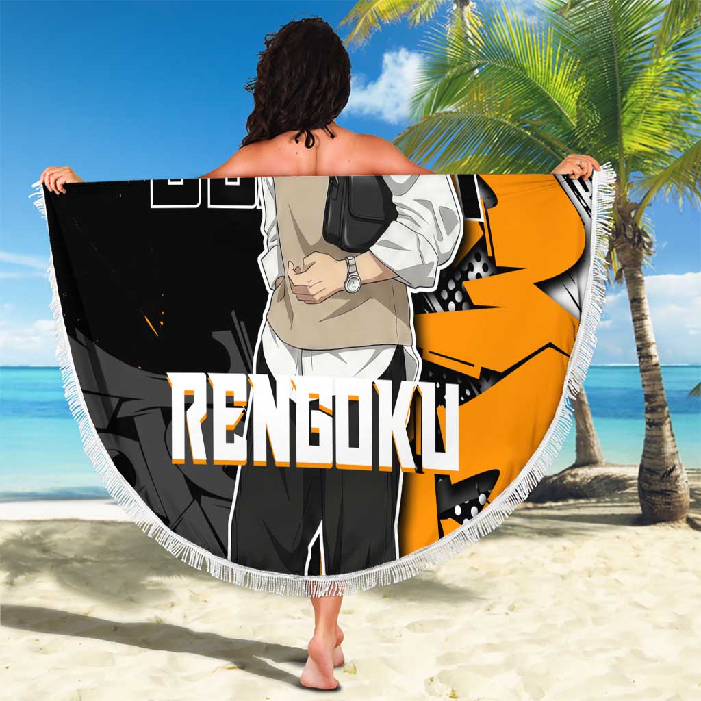 Kyojuro Rengoku Demon Slayer Beach Blanket Orange & Black Graffiti Anime