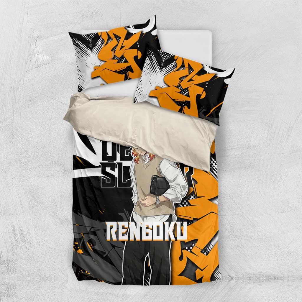 Kyojuro Rengoku Demon Slayer Bedding Set Orange & Black Graffiti Anime
