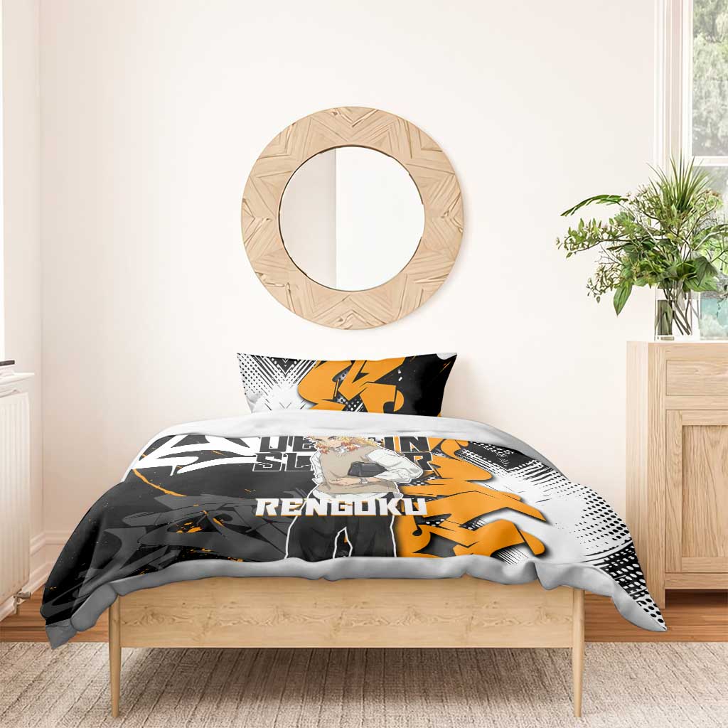 Kyojuro Rengoku Demon Slayer Bedding Set Orange & Black Graffiti Anime