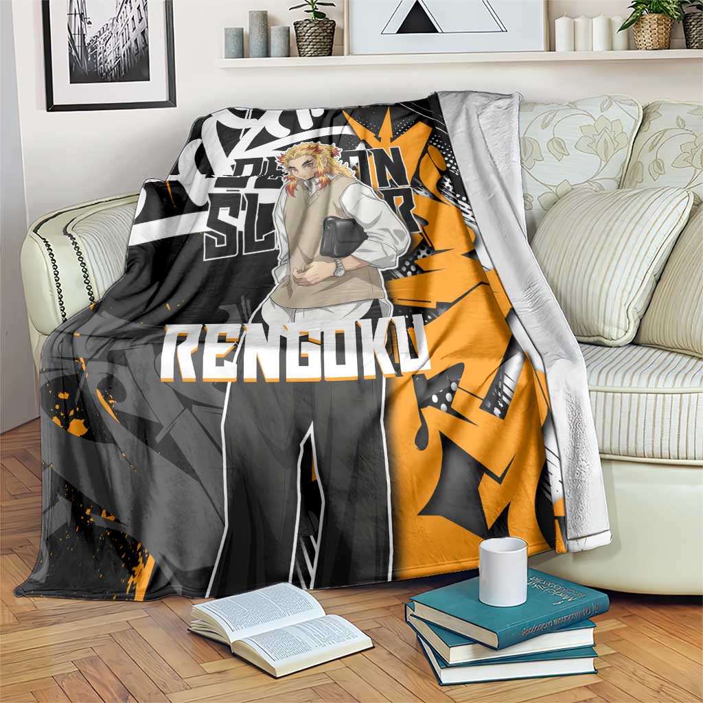 Kyojuro Rengoku Demon Slayer Blanket Orange & Black Graffiti Anime
