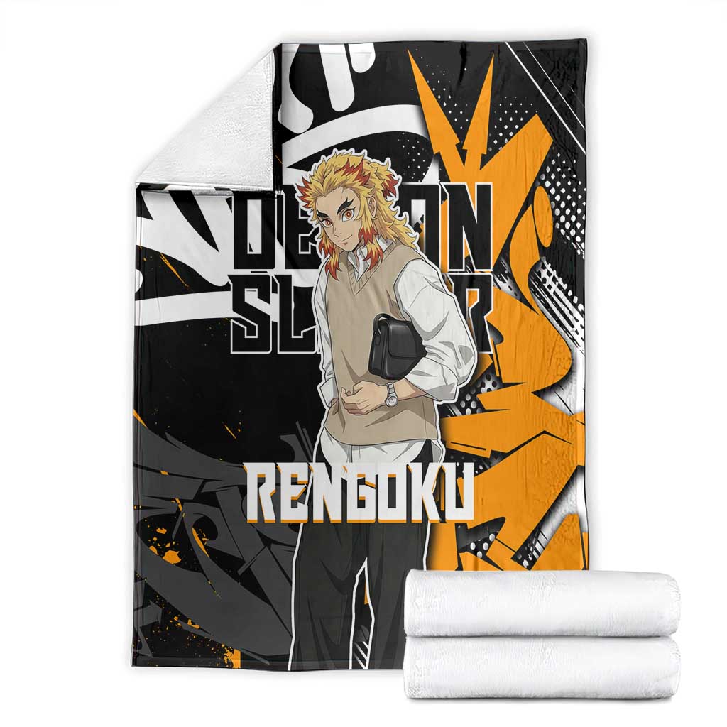 Kyojuro Rengoku Demon Slayer Blanket Orange & Black Graffiti Anime