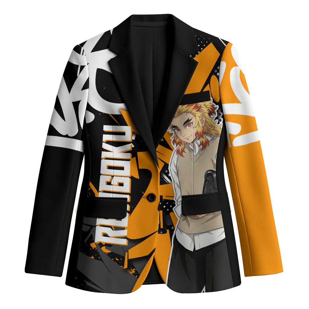 Kyojuro Rengoku Demon Slayer Blazer Orange & Black Graffiti Anime