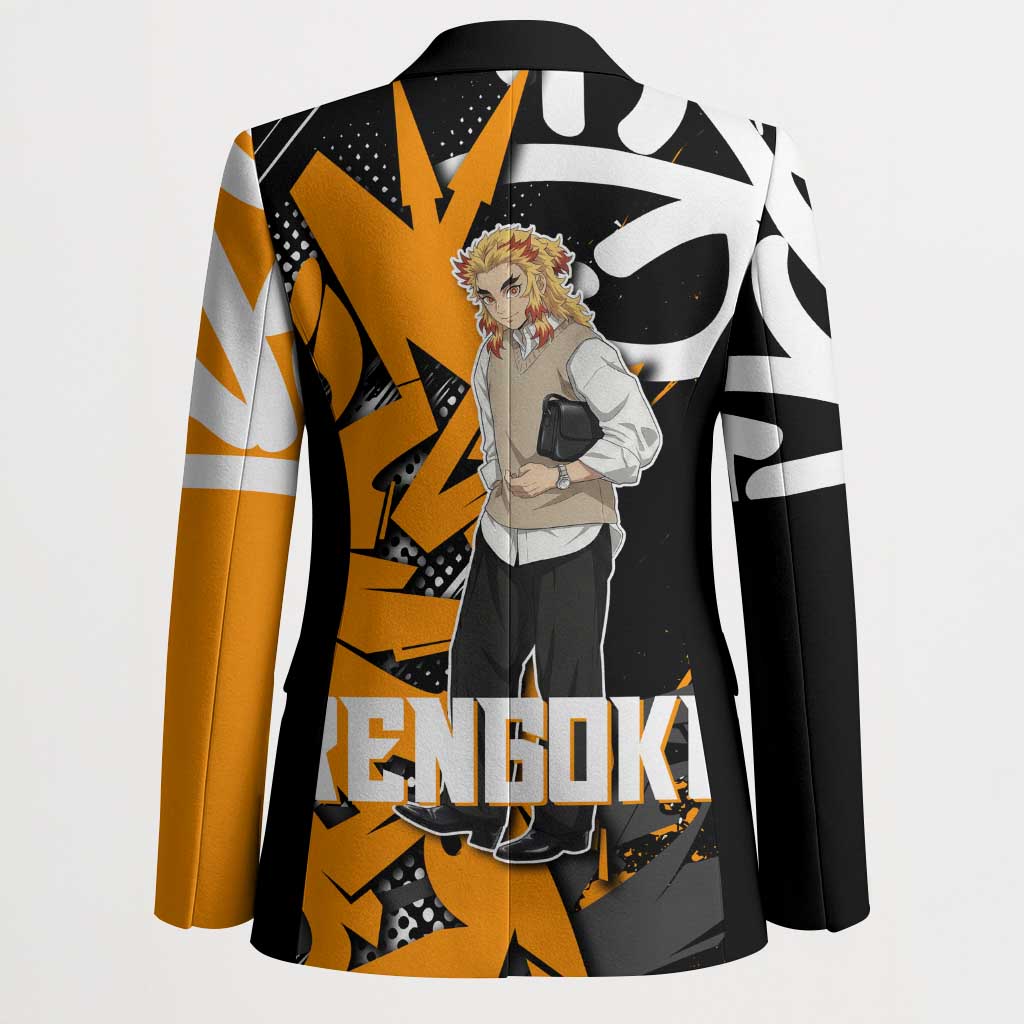 Kyojuro Rengoku Demon Slayer Blazer Orange & Black Graffiti Anime