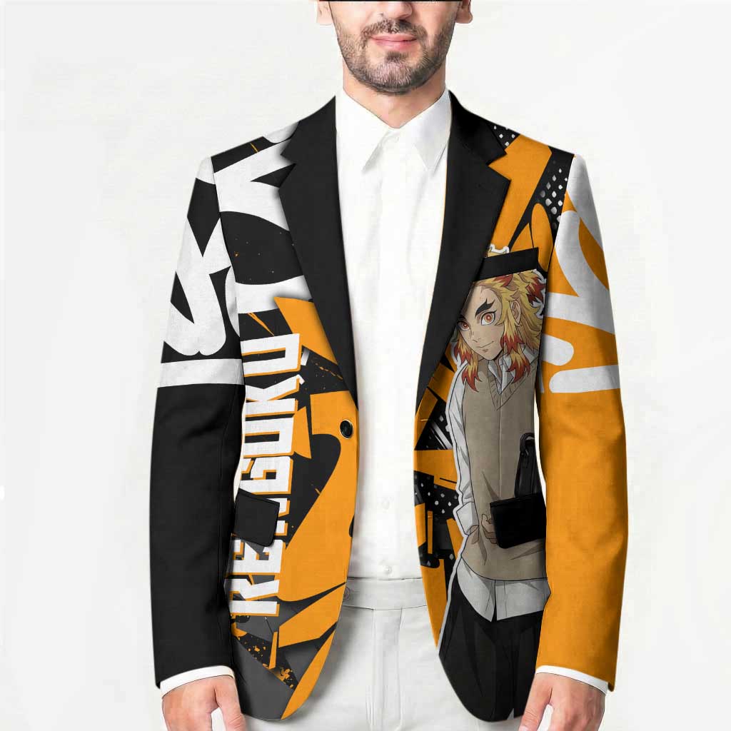 Kyojuro Rengoku Demon Slayer Blazer Orange & Black Graffiti Anime