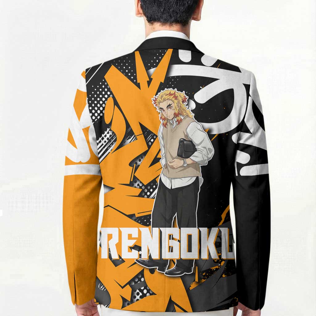 Kyojuro Rengoku Demon Slayer Blazer Orange & Black Graffiti Anime