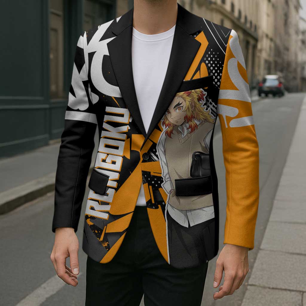 Kyojuro Rengoku Demon Slayer Blazer Orange & Black Graffiti Anime