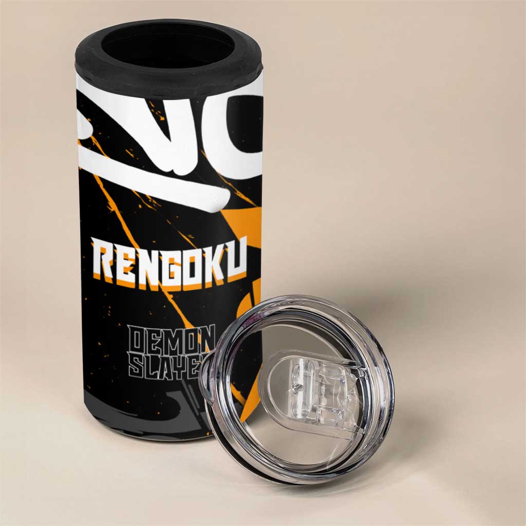 Kyojuro Rengoku Demon Slayer 4 in 1 Can Cooler Tumbler Orange & Black Graffiti Anime