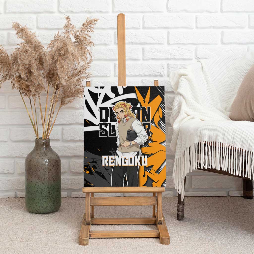 Kyojuro Rengoku Demon Slayer Canvas Wall Art Orange & Black Graffiti Anime