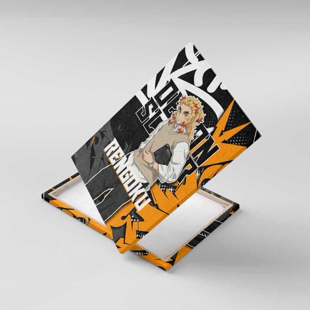 Kyojuro Rengoku Demon Slayer Canvas Wall Art Orange & Black Graffiti Anime