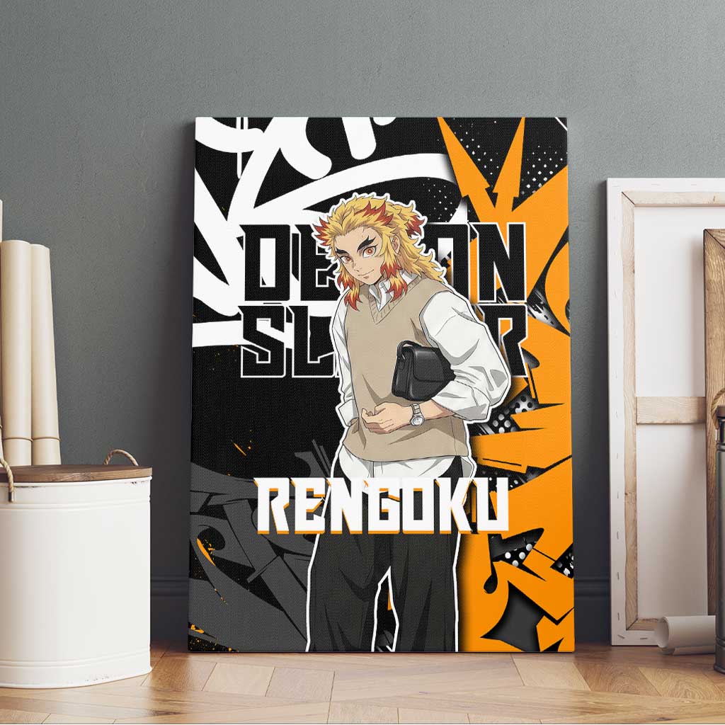Kyojuro Rengoku Demon Slayer Canvas Wall Art Orange & Black Graffiti Anime