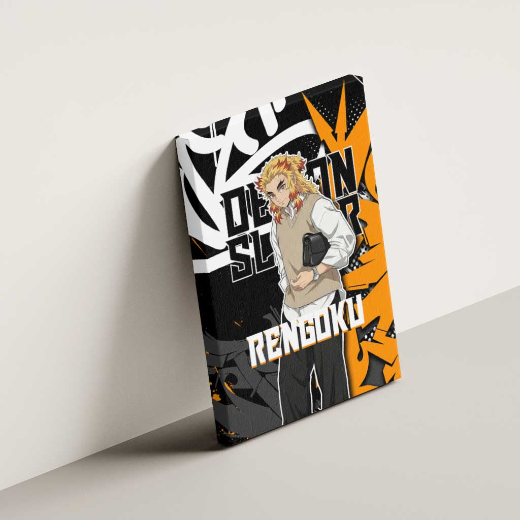 Kyojuro Rengoku Demon Slayer Canvas Wall Art Orange & Black Graffiti Anime