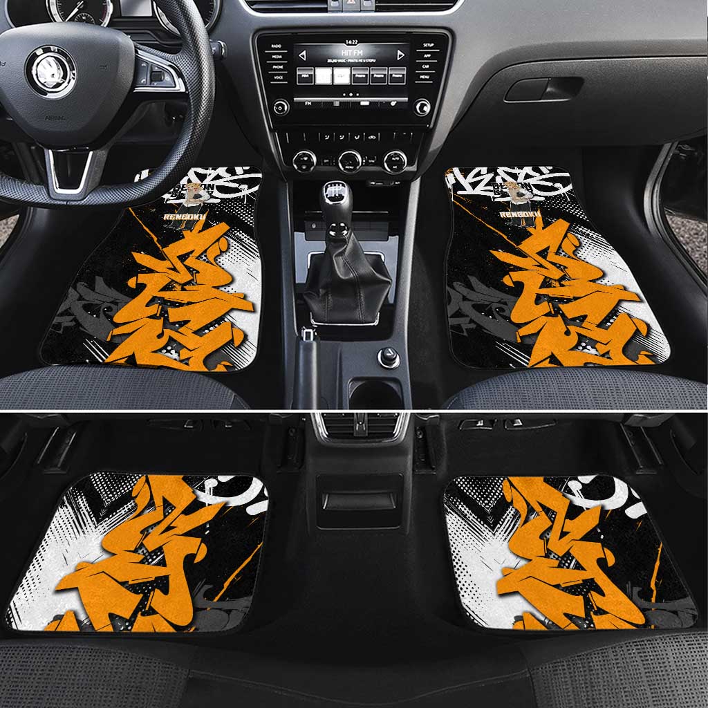 Kyojuro Rengoku Demon Slayer Car Mats Orange & Black Graffiti Anime
