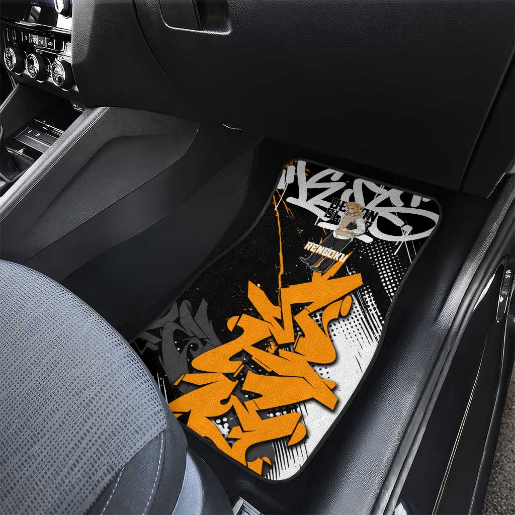 Kyojuro Rengoku Demon Slayer Car Mats Orange & Black Graffiti Anime