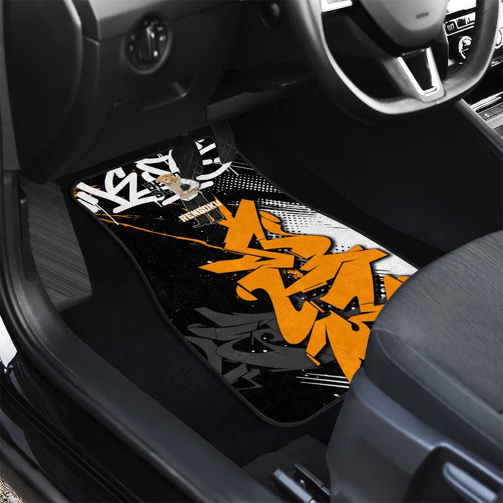 Kyojuro Rengoku Demon Slayer Car Mats Orange & Black Graffiti Anime