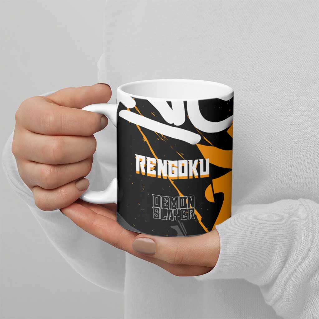 Kyojuro Rengoku Demon Slayer Ceramic Mug Orange & Black Graffiti Anime