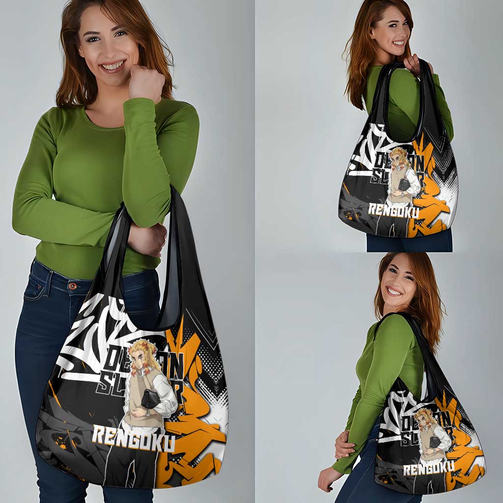 Kyojuro Rengoku Demon Slayer Grocery Bag Orange & Black Graffiti Anime