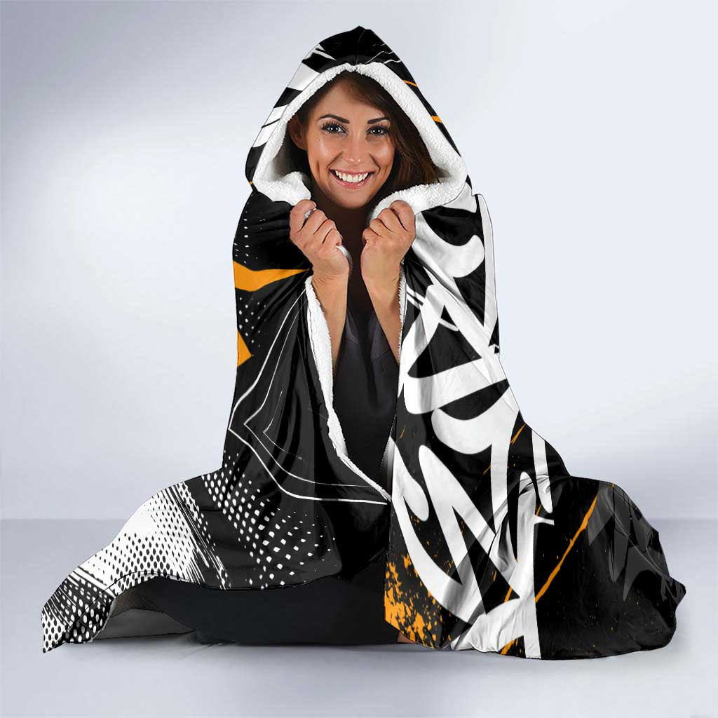 Kyojuro Rengoku Demon Slayer Hooded Blanket Orange & Black Graffiti Anime