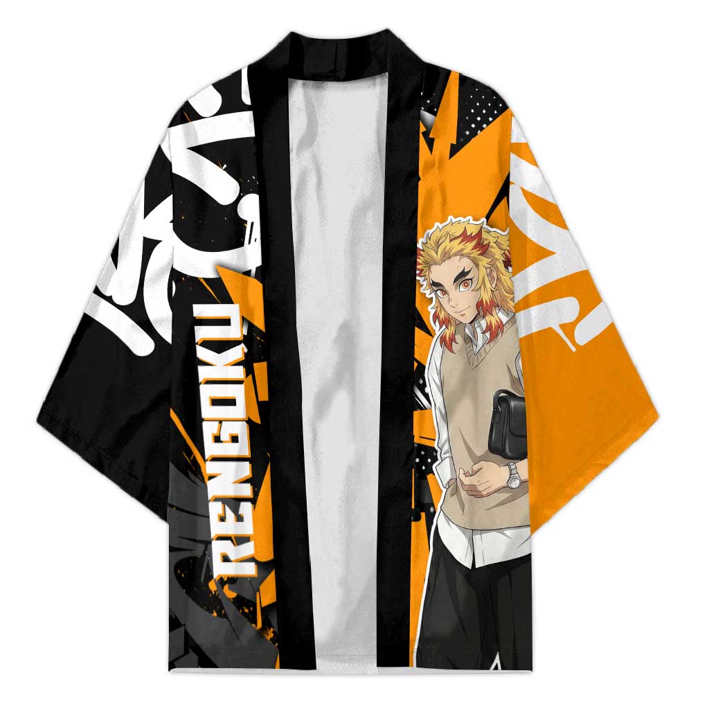 Kyojuro Rengoku Demon Slayer Kimono Orange & Black Graffiti Anime