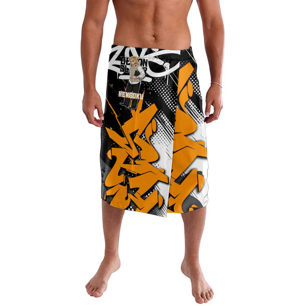 Kyojuro Rengoku Demon Slayer Lavalava Orange & Black Graffiti Anime