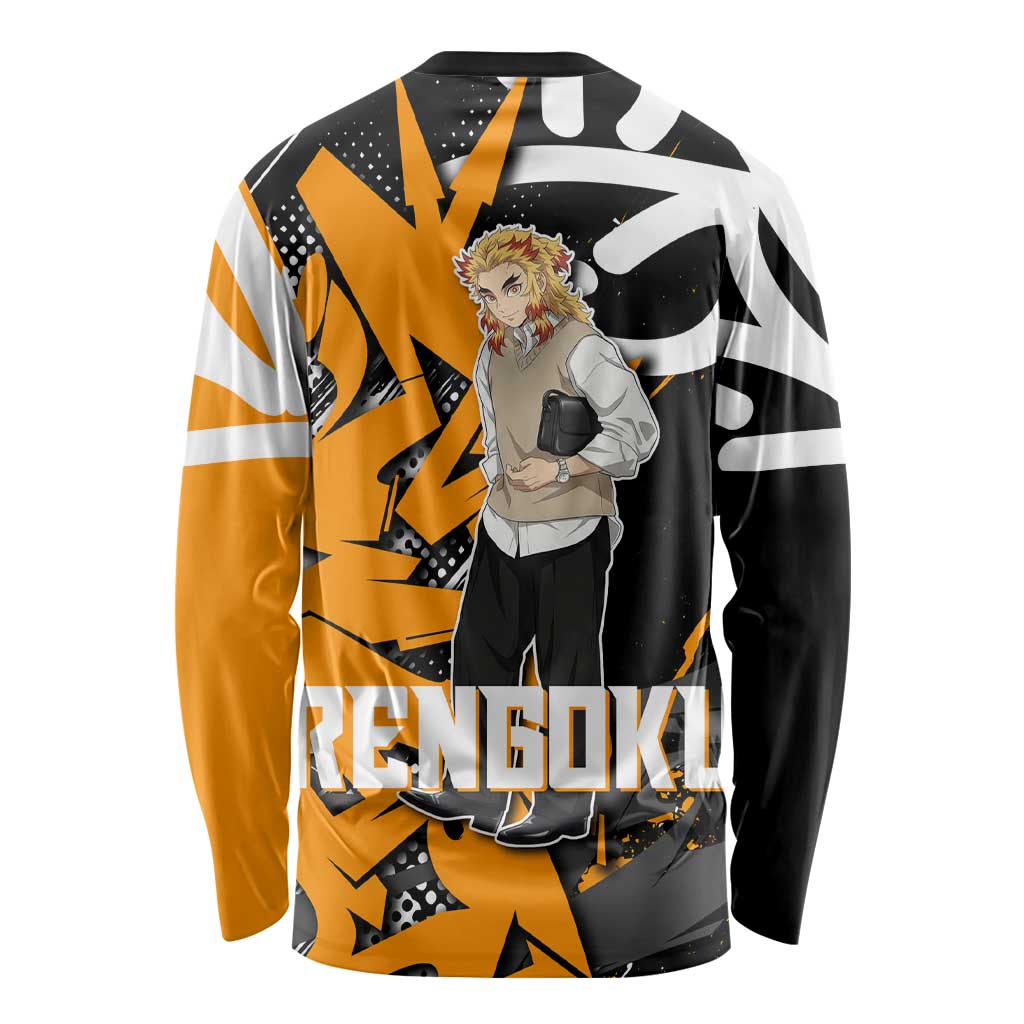 Kyojuro Rengoku Demon Slayer Long Sleeve Shirt Orange & Black Graffiti Anime