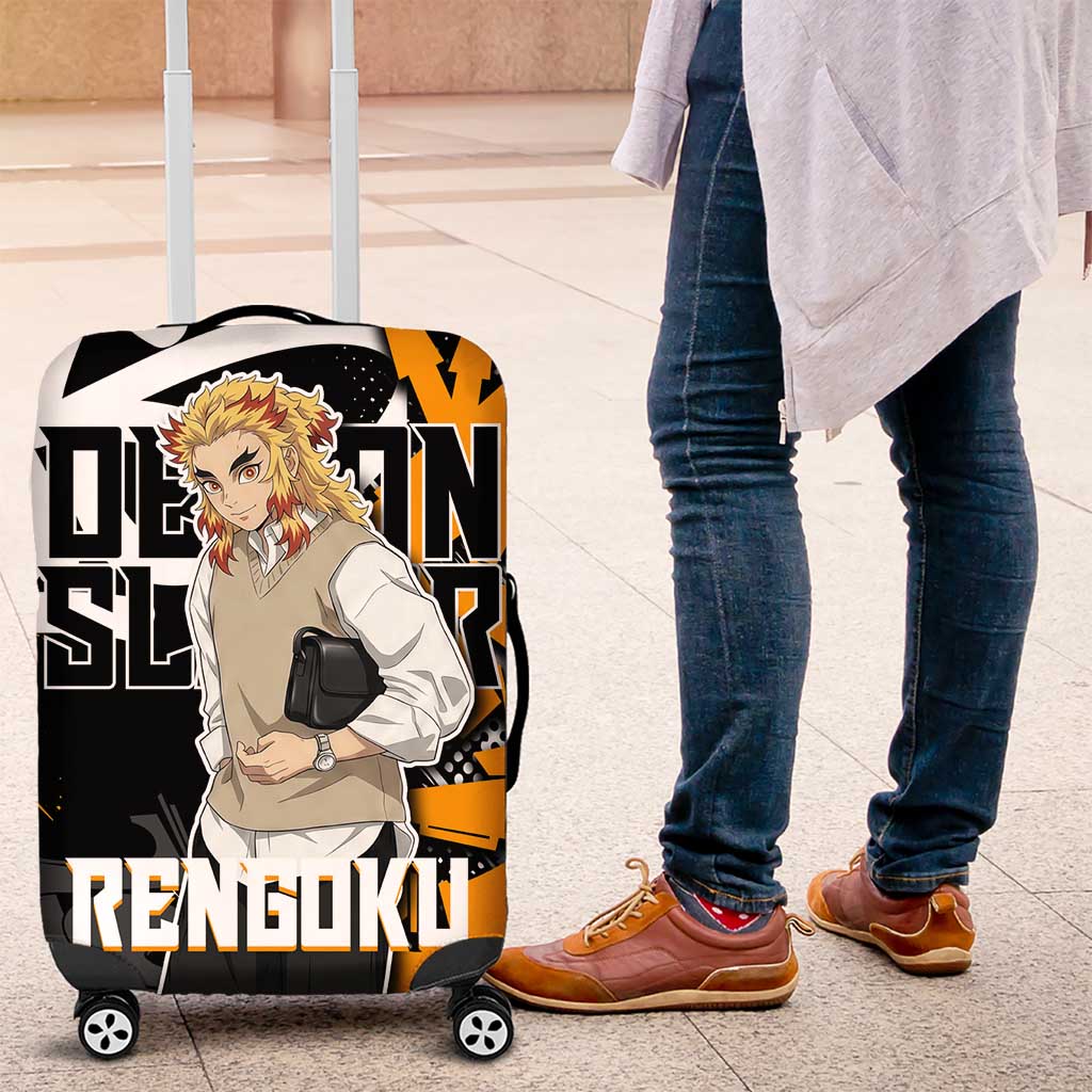 Kyojuro Rengoku Demon Slayer Luggage Cover Orange & Black Graffiti Anime
