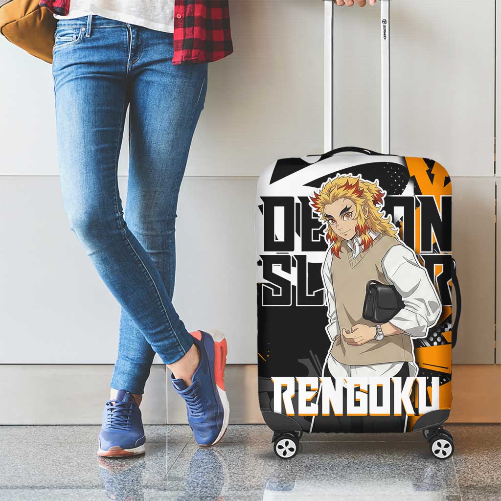 Kyojuro Rengoku Demon Slayer Luggage Cover Orange & Black Graffiti Anime
