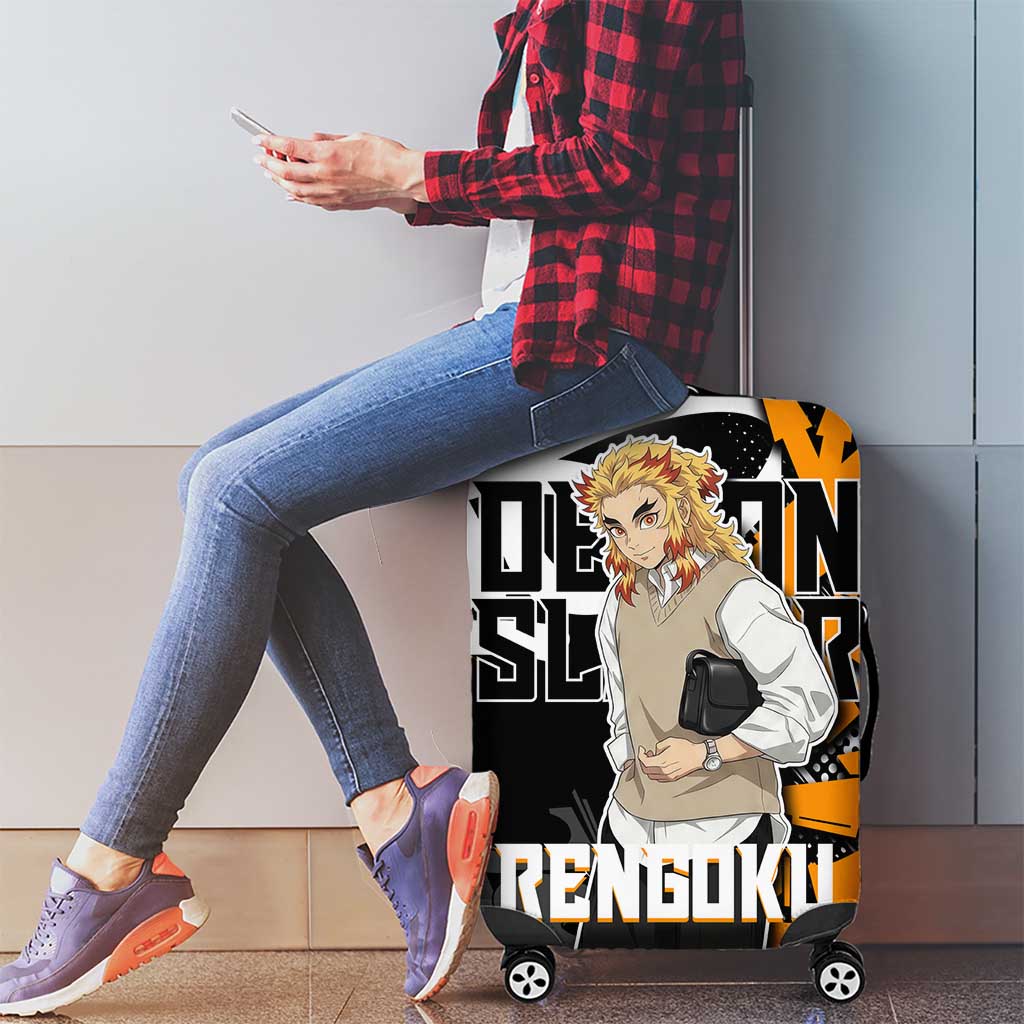 Kyojuro Rengoku Demon Slayer Luggage Cover Orange & Black Graffiti Anime