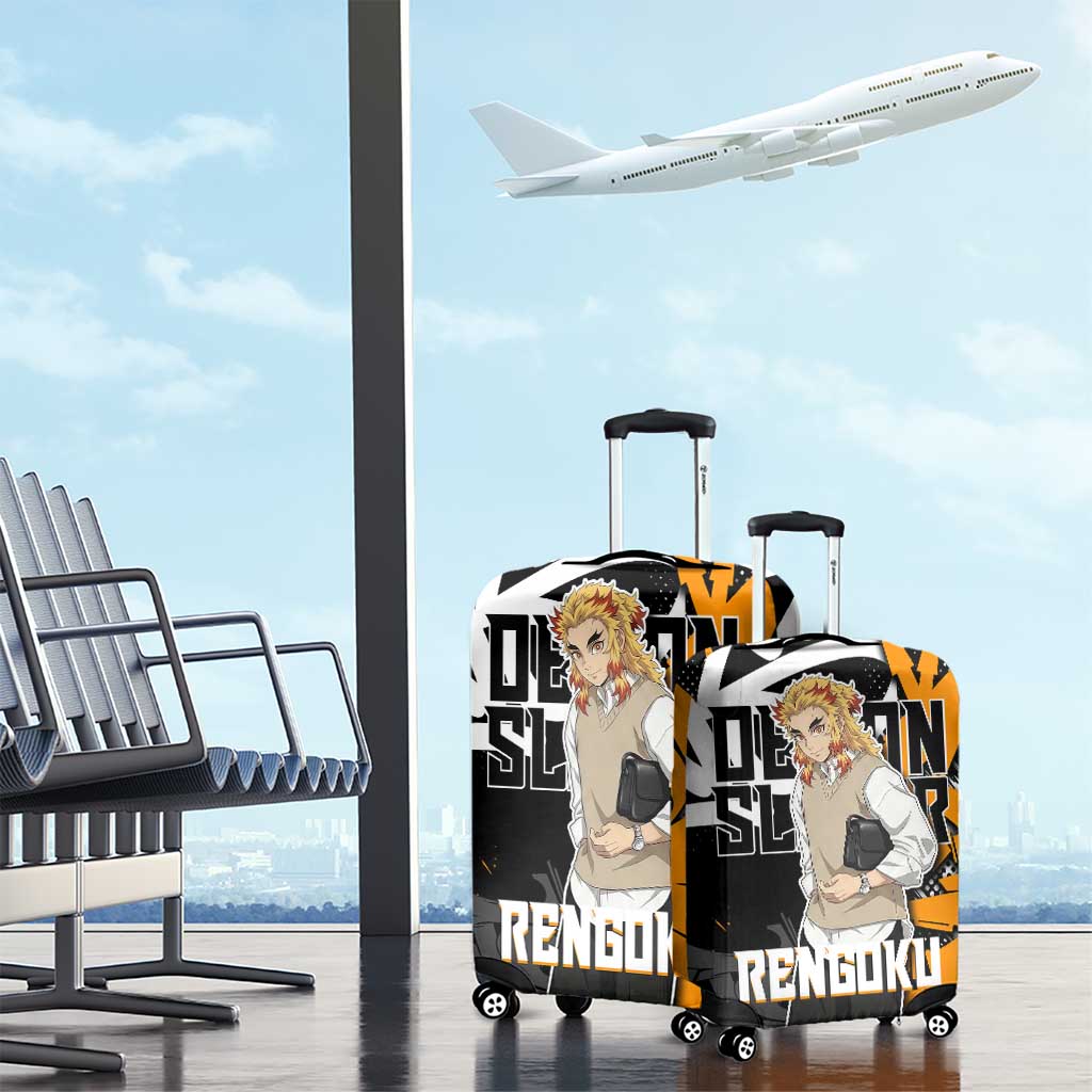 Kyojuro Rengoku Demon Slayer Luggage Cover Orange & Black Graffiti Anime
