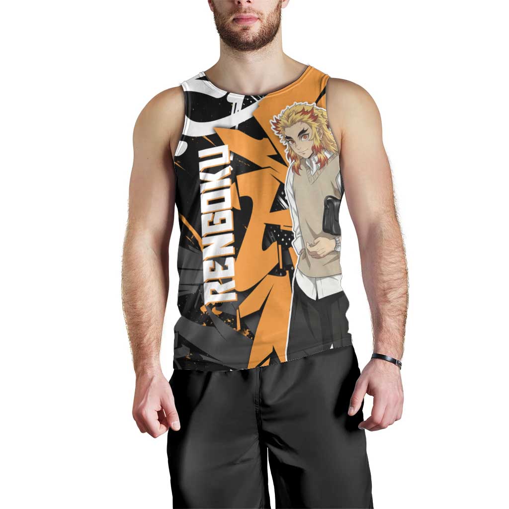 Kyojuro Rengoku Demon Slayer Men Tank Top Orange & Black Graffiti Anime
