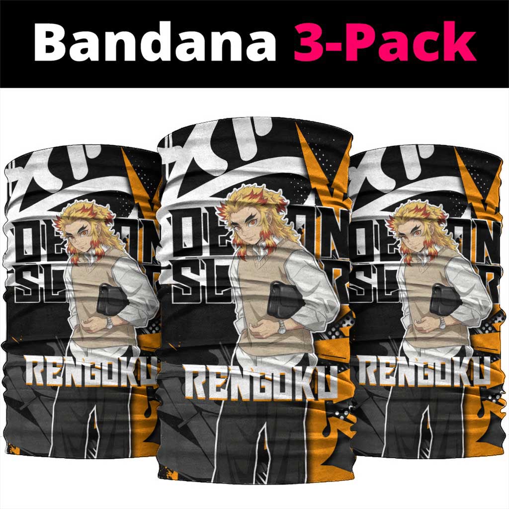 Kyojuro Rengoku Demon Slayer Neck Gaiter Orange & Black Graffiti Anime
