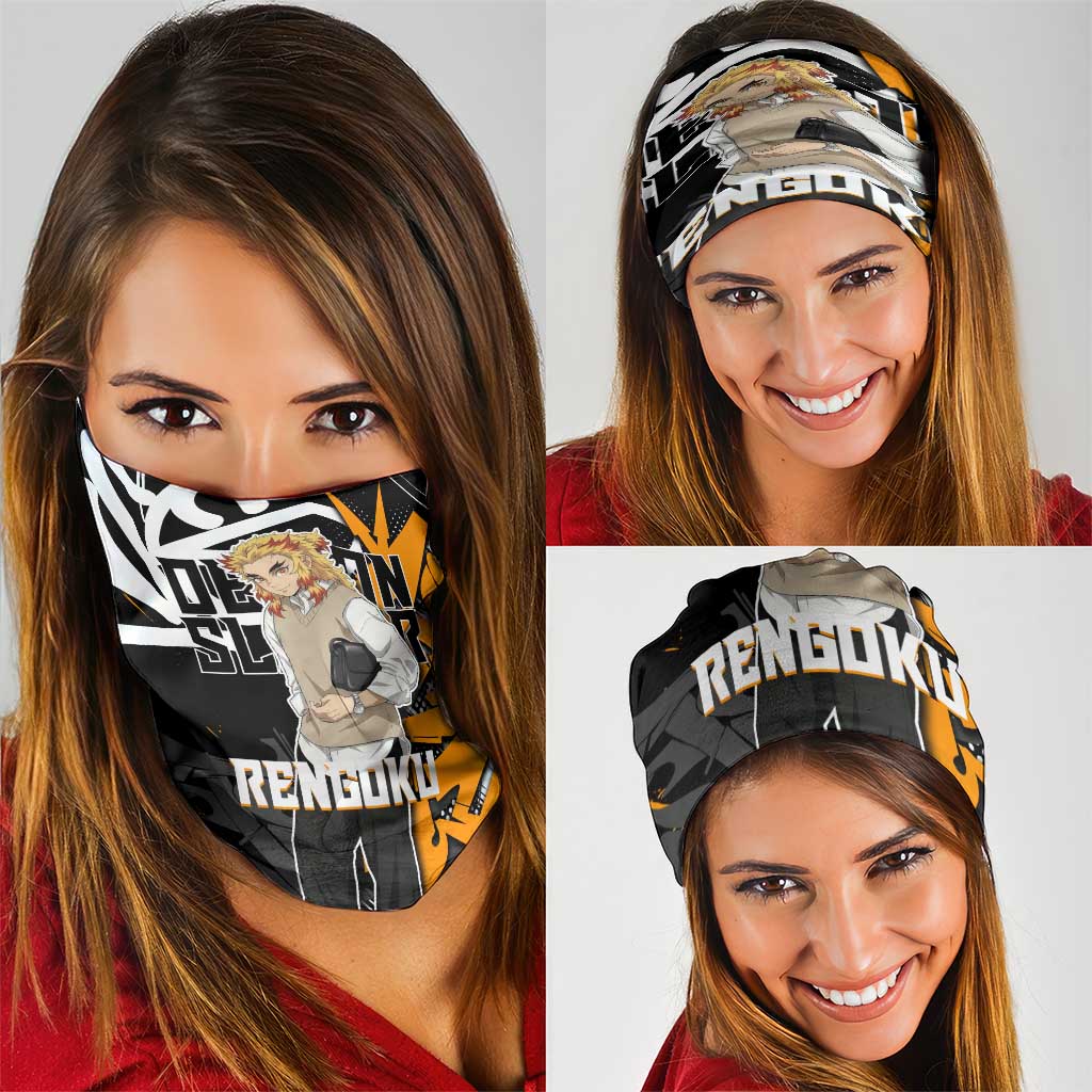 Kyojuro Rengoku Demon Slayer Neck Gaiter Orange & Black Graffiti Anime