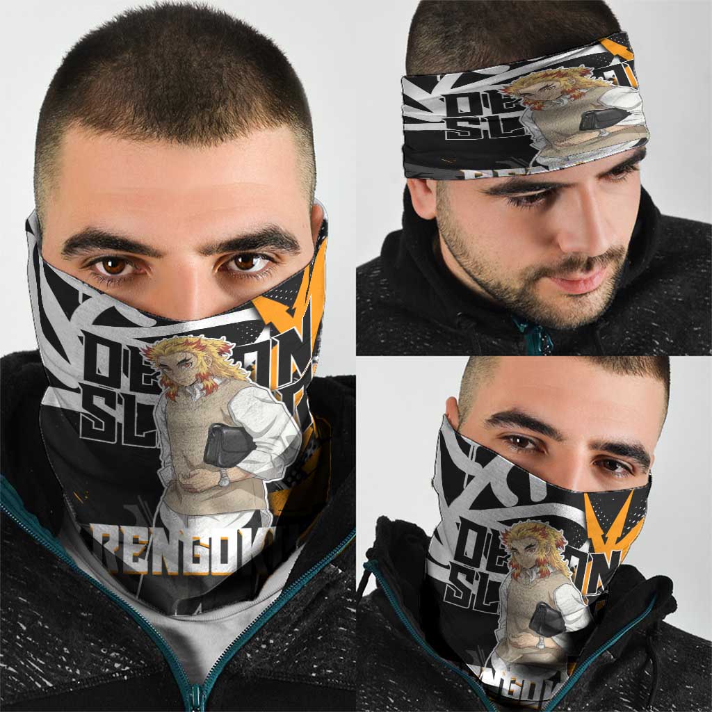 Kyojuro Rengoku Demon Slayer Neck Gaiter Orange & Black Graffiti Anime