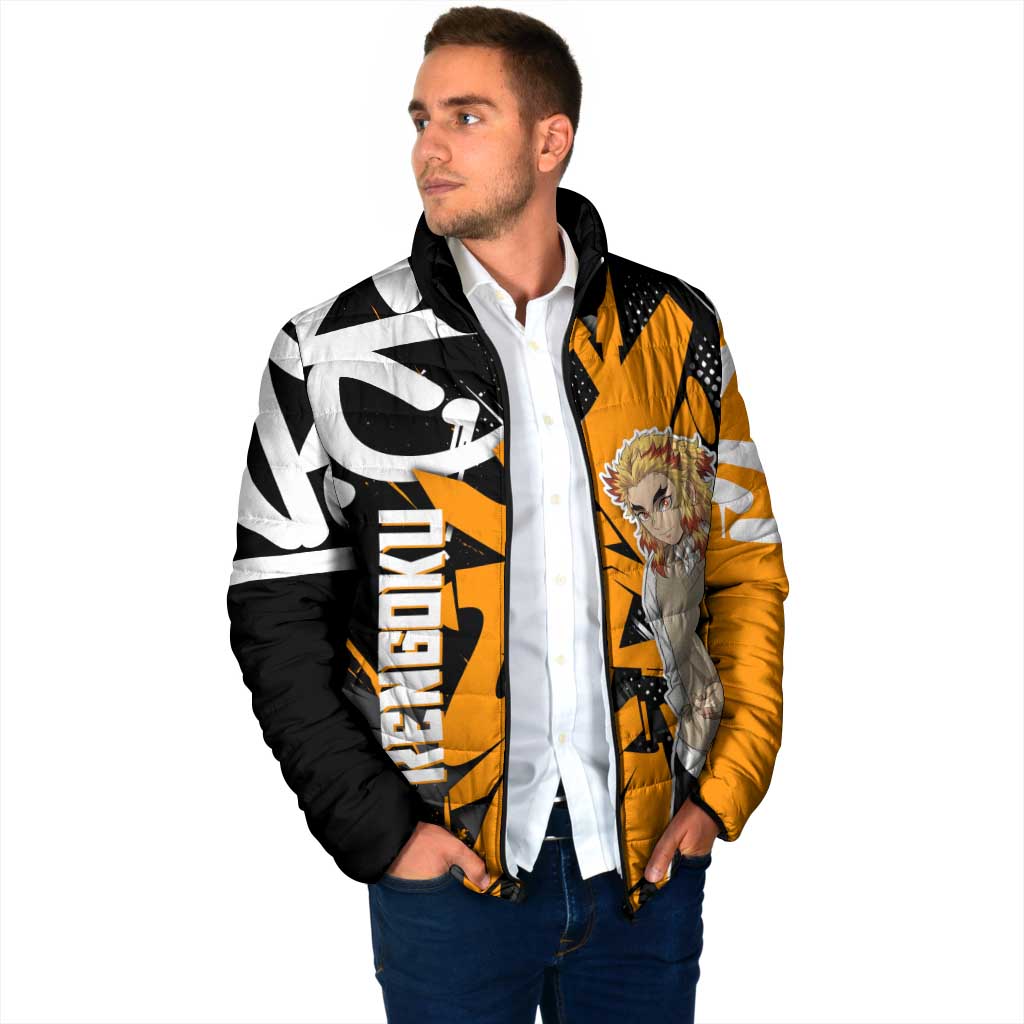 Kyojuro Rengoku Demon Slayer Padded Jacket Orange & Black Graffiti Anime