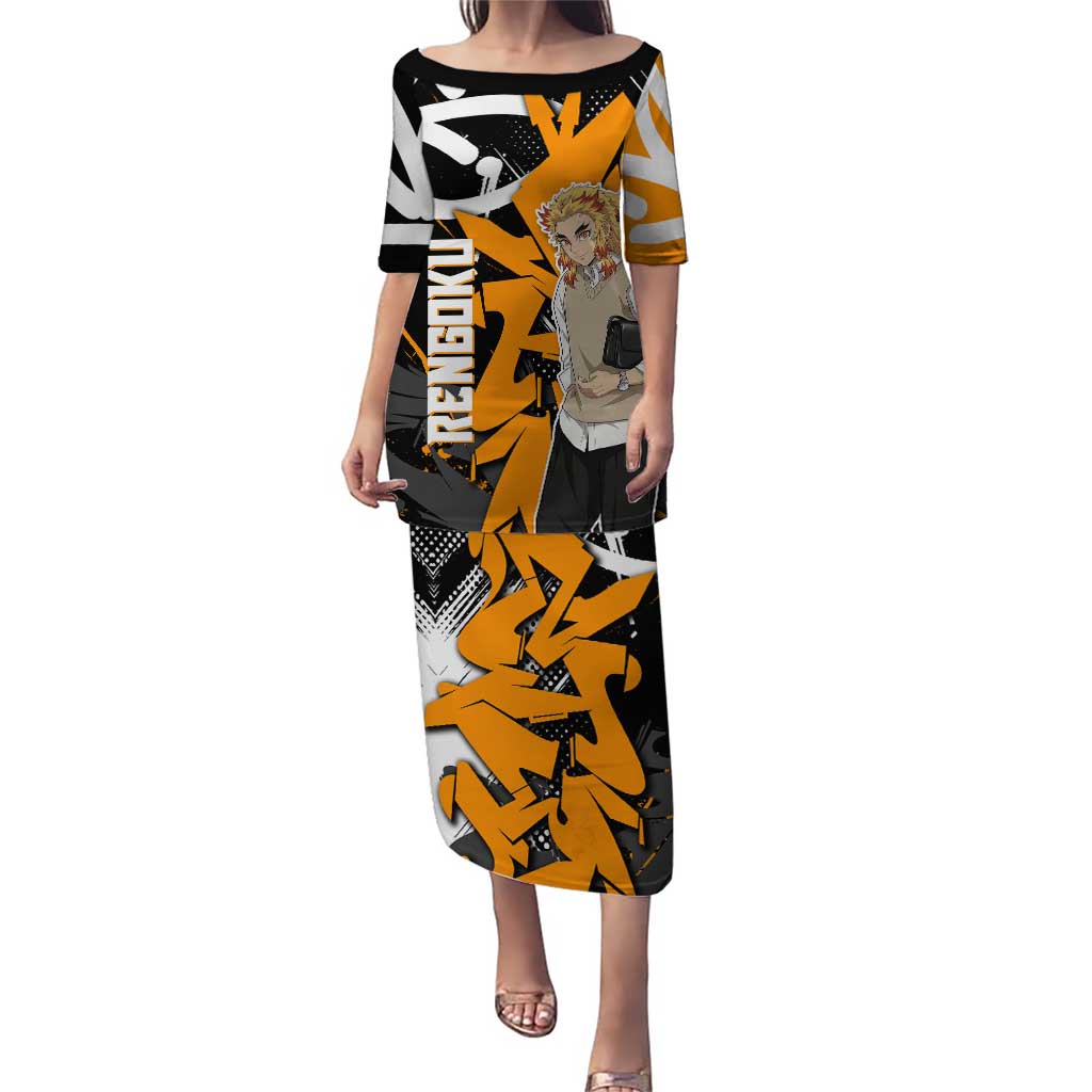 Kyojuro Rengoku Demon Slayer Puletasi Orange & Black Graffiti Anime